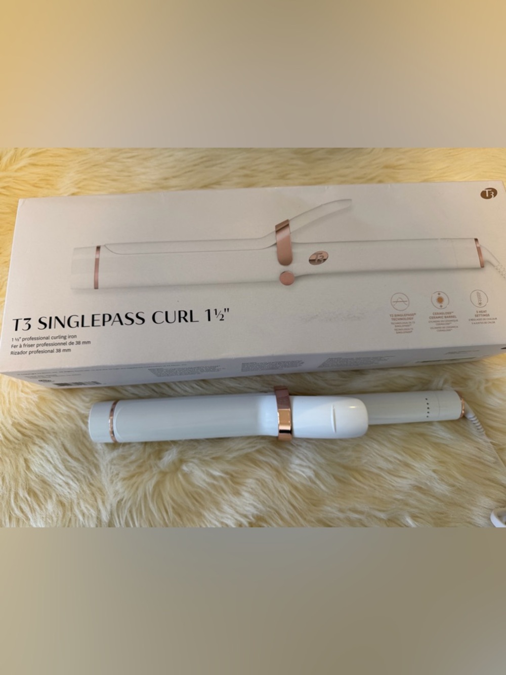 T3 White and Rose Gold SinglePass Styling Iron